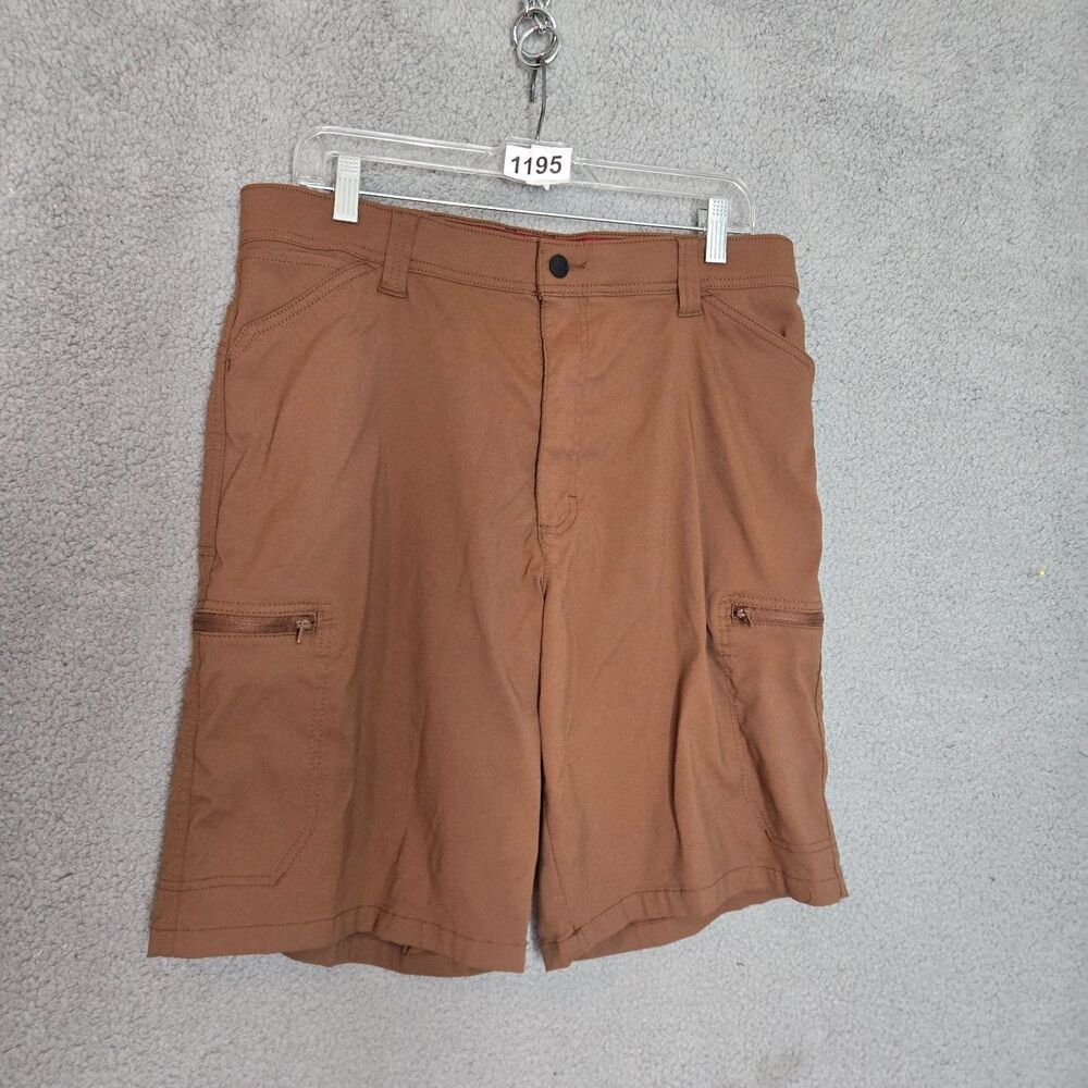 Wrangler ATG Mens Cargo Shorts Brown Stretch Outdoor Hiking Size 34 All Terrain